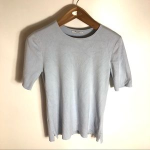 MM. Lafleur Large Powder Blue Short Knit Sleeve Sweater